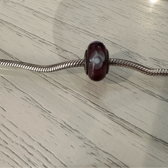 PANDORA Purple and light blue Flower Glass Charm - Picture 3 of 4